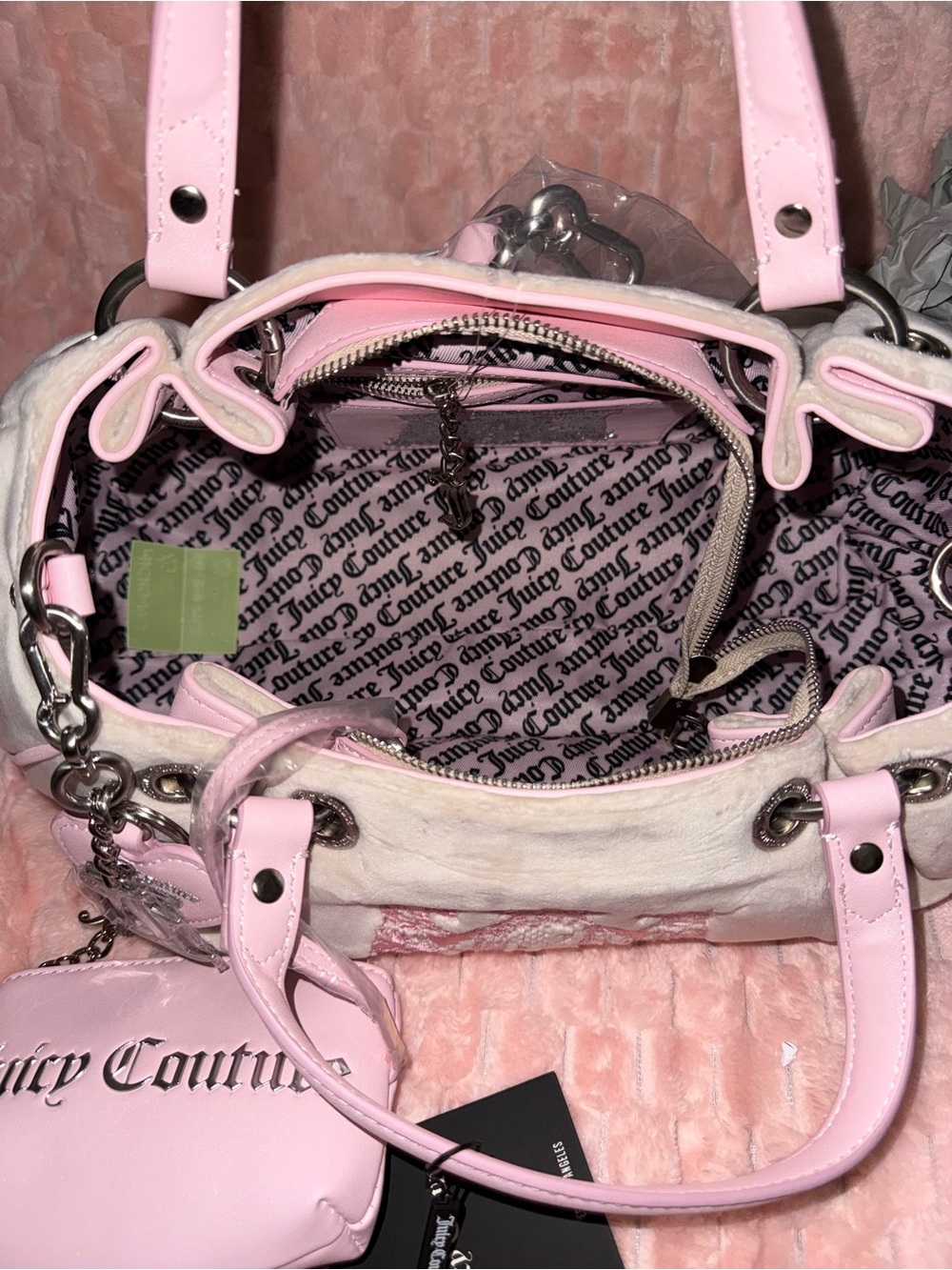 Juicy Couture UK Twig Dog Dumpling / Hobo - Pink and Beige - NWT ! - Picture 9 of 15
